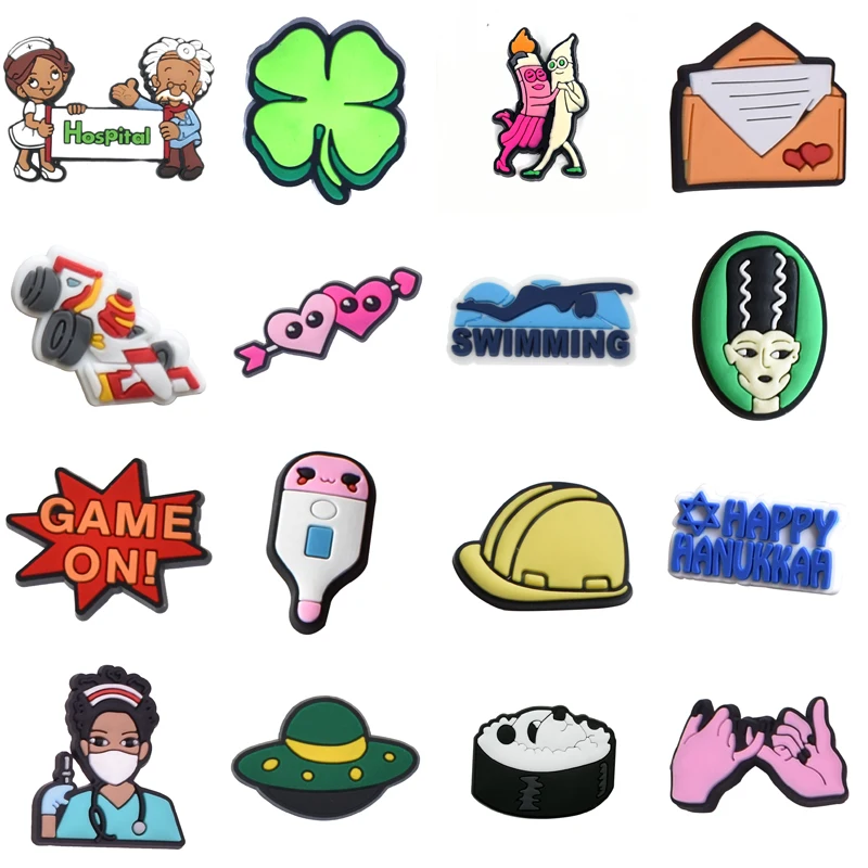 

Hot Sales PVC Shoes Charms Decorations Boys Girls Party Gifts Garden Clog Buckle Pins Accessories Fit Croc Sandals Wristband