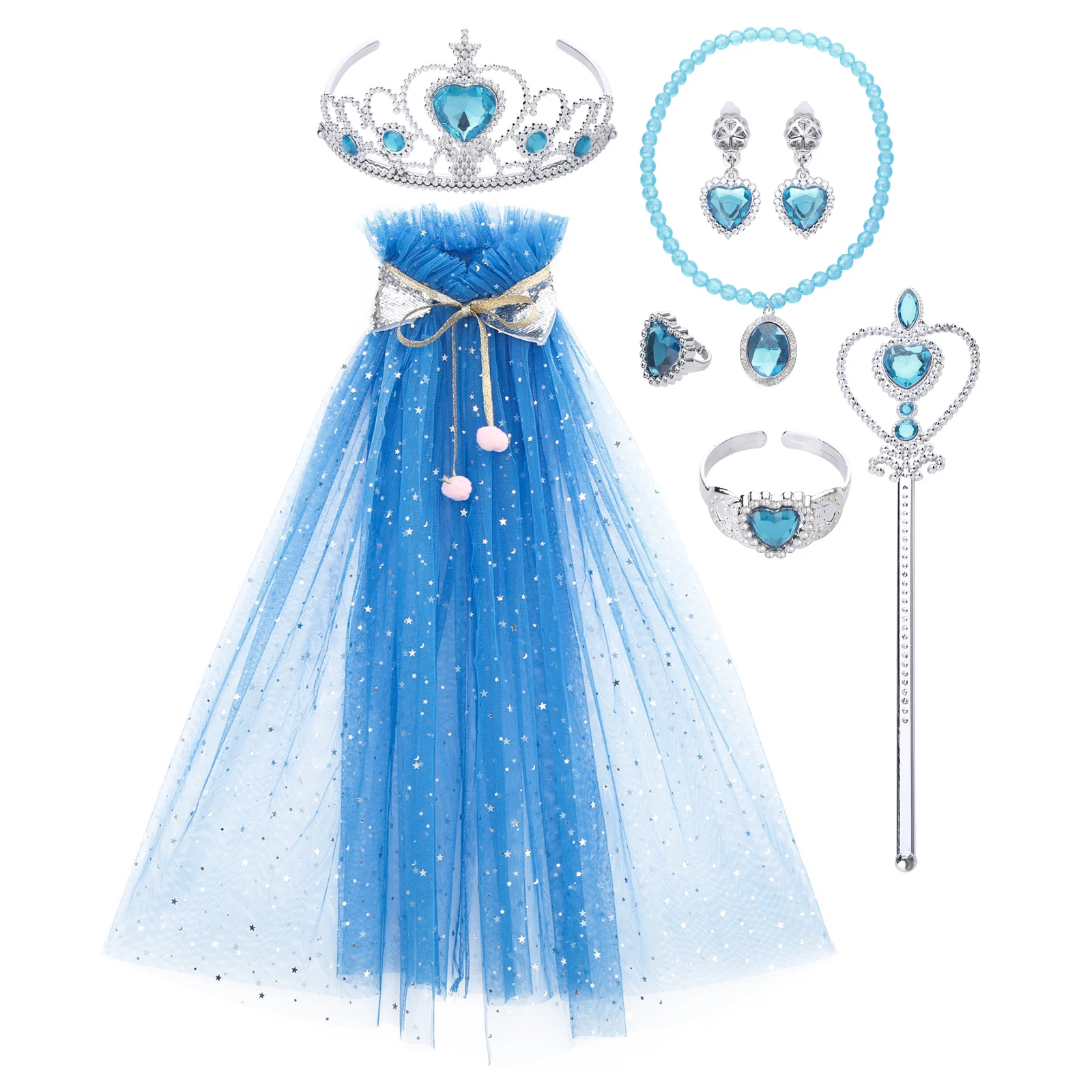 

Frozen's Girl Elsa's Cosplay Dress Fancy Costume Accessorie Girl Snow Queens Halloween Birthday Party Kid Princess Cloak Set