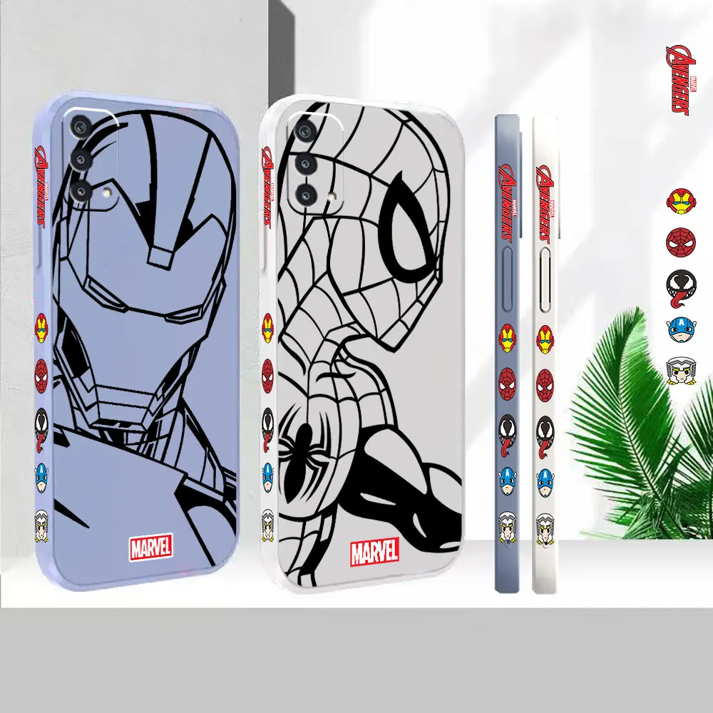 

line Black Spider Man Iron Man Comics Case For OPPO A97 A96 A95 A93 A92S A91 A74 A73 A72 A59 A57 A55 A54 A53 RENO 7Z 6Z 5 Cover