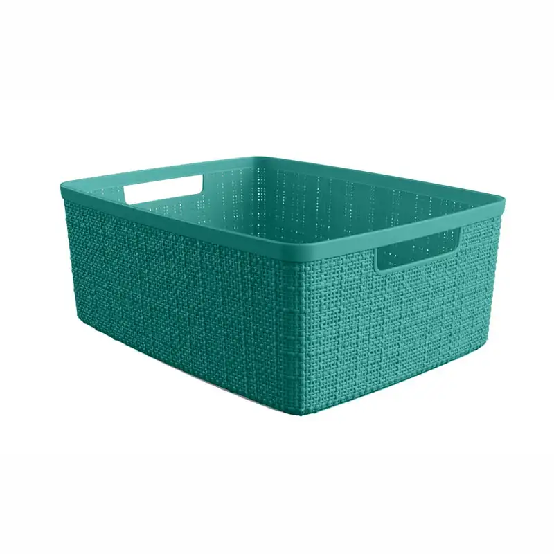 

Basket Medium, Resin Plastic Storage Bin, Aqua Slate Bathroom organizer Canastas de mimbre Cesto ropa sucia infantil Rattan furn