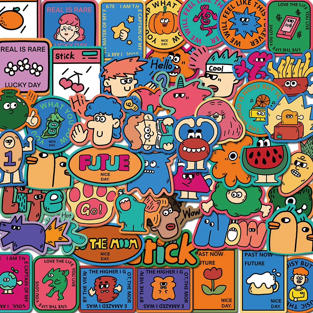 

10/50pcs Cartoon Funny Stickers Vintage for Laptop Luggage Motorcycle Diary Planner Skateboard Waterproof Packs Decal Toys