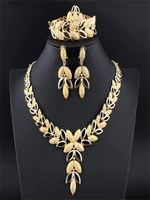 new fashion leaf alloy necklace earrings ring bracelet set of four high grade alloy jewelry accessories for woman