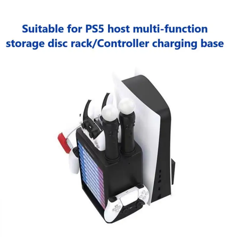 

Game Disc Holder Portable Heat Dissipation Type-c Charging 4 In 1 Charging Indicator For Ps5 Host Game Controller Cooling Base