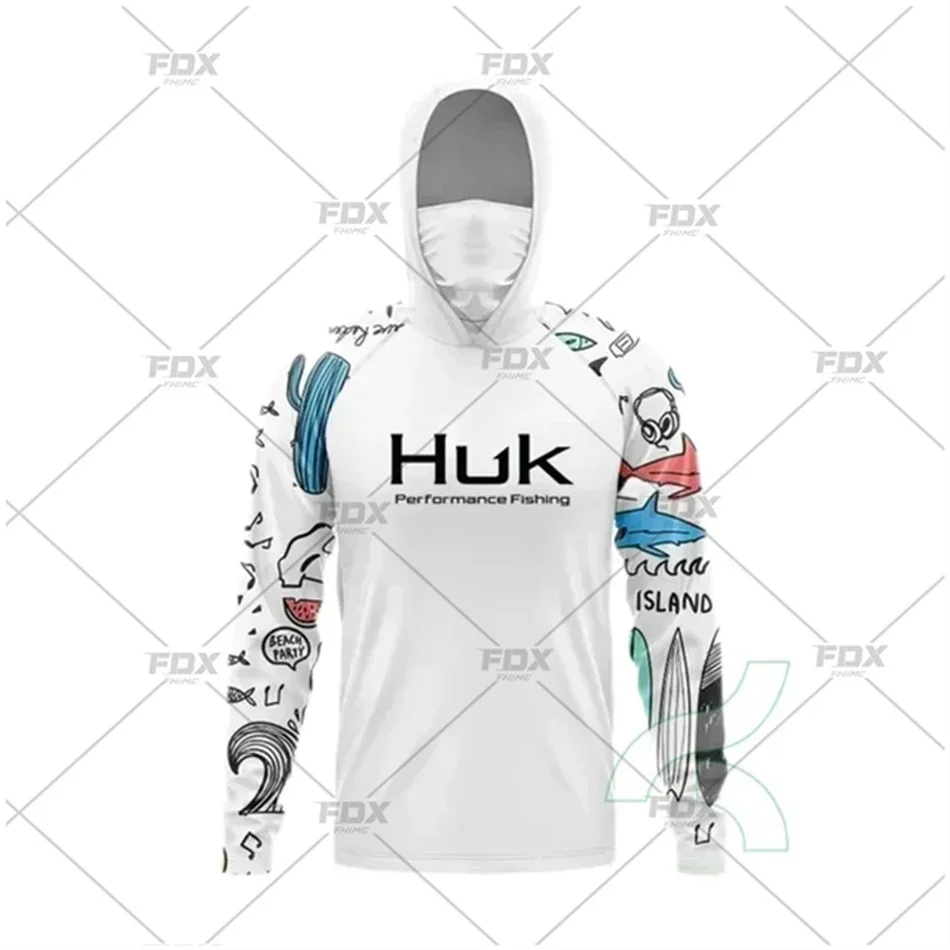 Фото HUK рубашки для рыбалки, маска, гетры, толстовка, одежда для мужчин, одежда для рыбалки с длинными рукавами, защита от ультрафиолета, футболки для рыбалки с защитой от комаров №1
