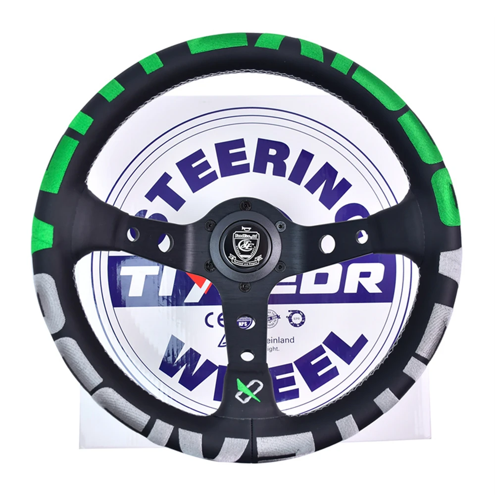 Руль VERTEX 1996 13 дюймов для автоспорта, 6 болтов, кожаный, из сплава, для дрифта, с кнопкой звукового сигнала (art.: 3920d7de8f144) - 3920d7de8f144