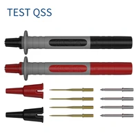 qss 2pcs multimeter test probe pen with replaceable gold plated sharp 1mm needles and thick 2mm needle electrical tools q 30013a