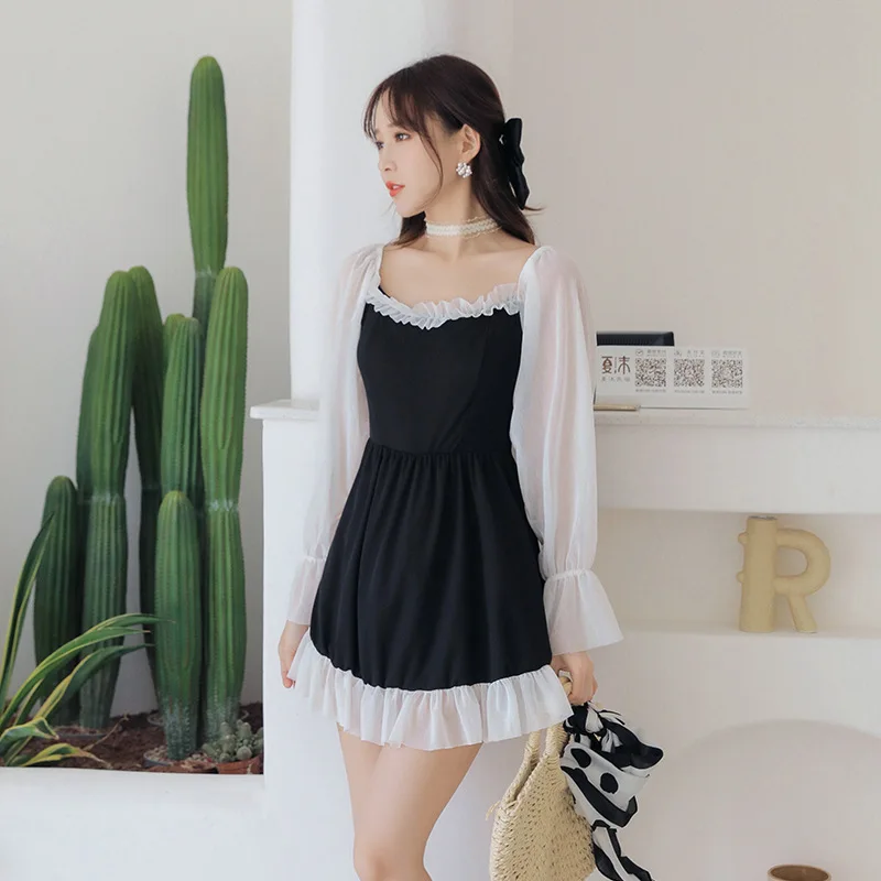 

New Korean Conservative Skirt Fashion One-Piece Swimsuit Women Style Slimming Bathing Suit Summer Beach Holiday Swimwear