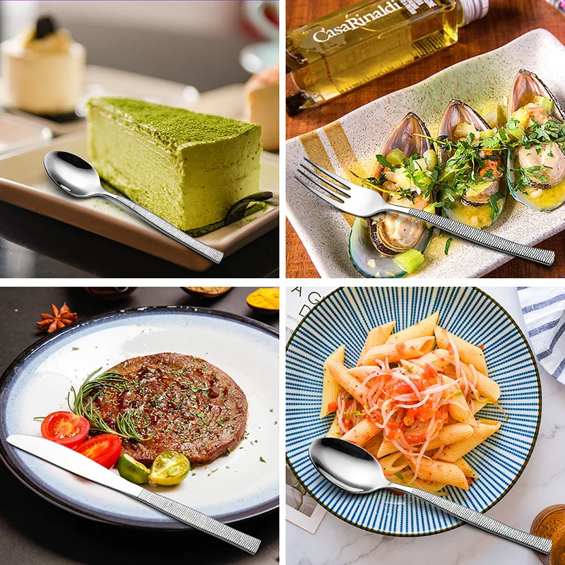 Текстурная роскошная столовая посуда набор столовых приборов из нержавеющей