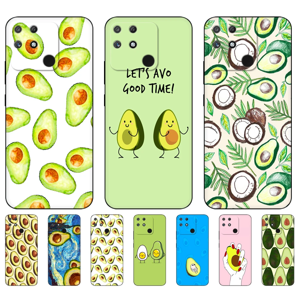 

For Realme Narzo 50A Case 6.5inch Silicon Back Cover For OPPO Realme RMX3430 Phone Case black tpu casefruit avocado