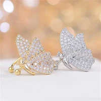 ydl new luxury fashion round dangle drop korean earrings for women big butterfly gold earring for women aaa zircon inlay jewelry