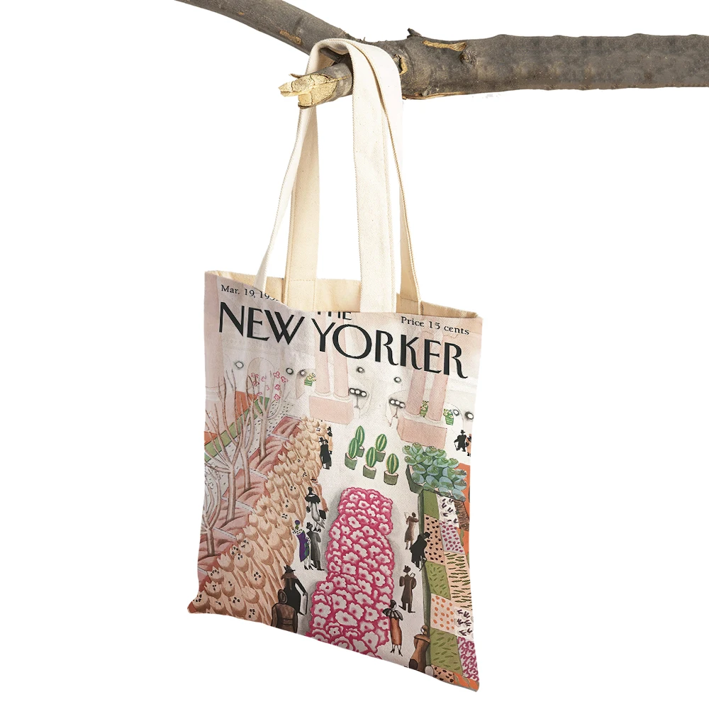 S Double Print Casual Shopper Bag Lady Canvas Tote Leaf Travel Handbag