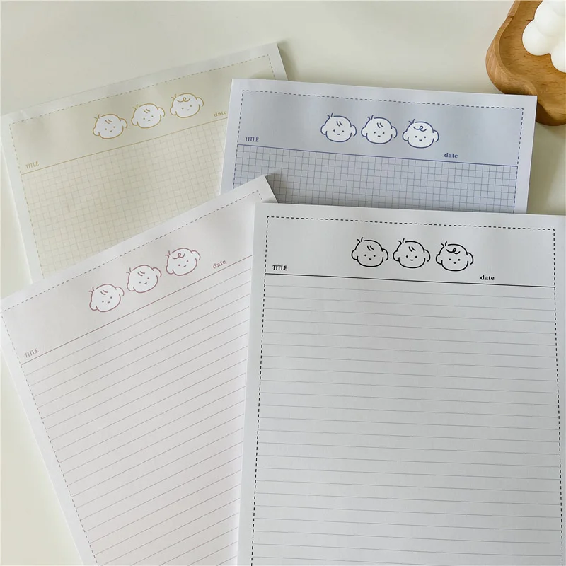 

Lovely Baby Simple Style Memo Pad B5 Grid Student Study Note Paper Kawaii Diary Notepad Loose-leaf School Stationery 30 Sheets
