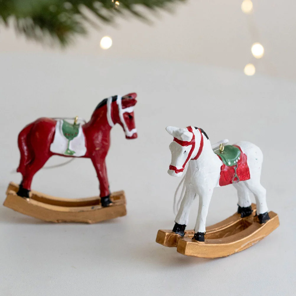 

2pcs Christmas Tree Horse Pendant Ornament Xmas Tree Horse Hanging Decoration