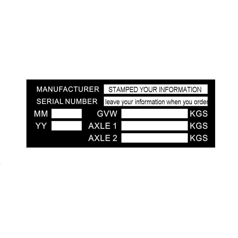 

"STAMPED" Trailer vin plate weight id plant ramps blank-vin-plates