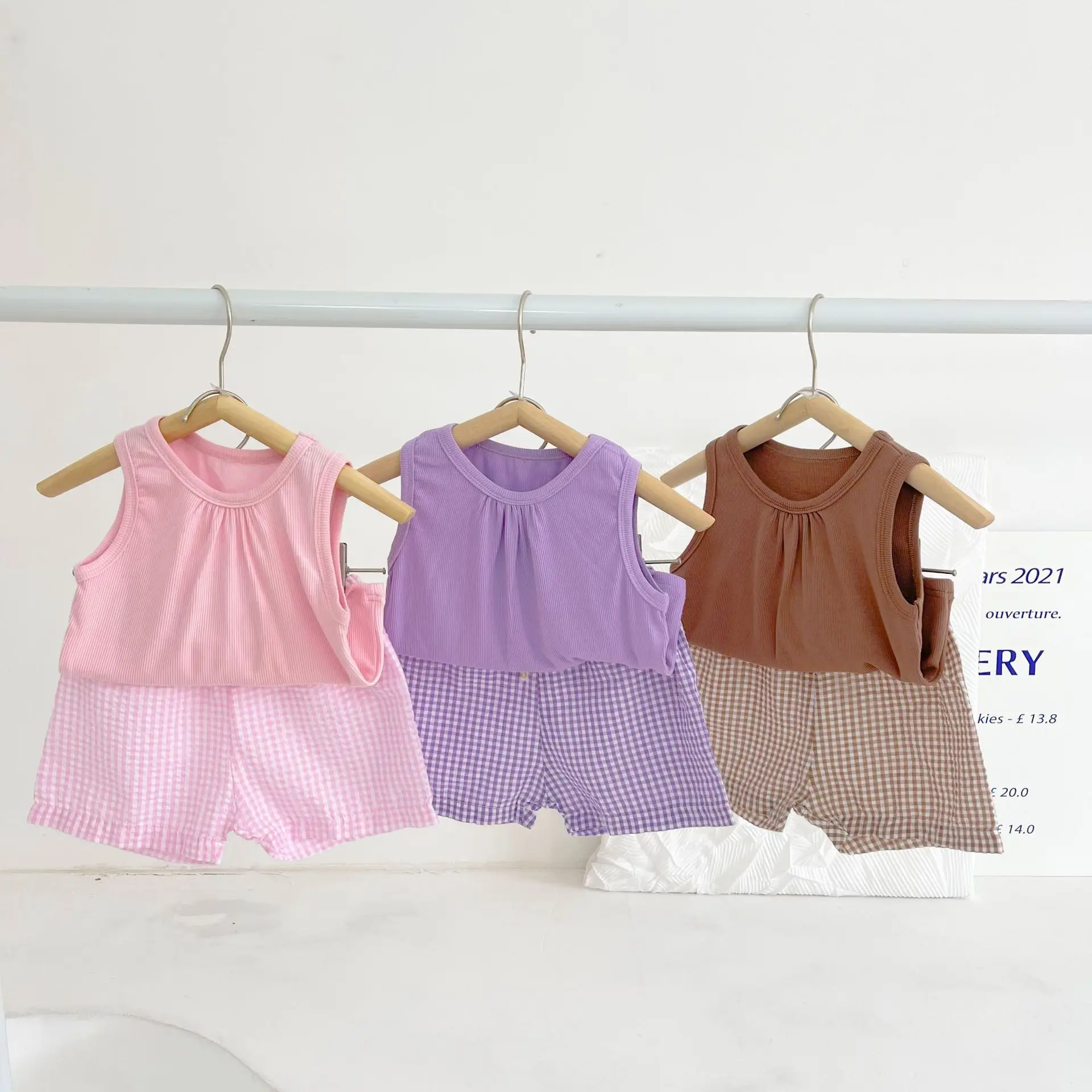 

Детский хлопковый костюм, лето 2022, однотонный жилет без рукавов и шорты, комплект из двух предметов, детская одежда