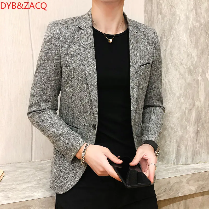 

Spring Autumn Blazers Men Fashion Slim Solid Color Single Breasted Coat Casual Business Handsome Suits Brand Men's Blazers Tops