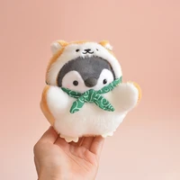 8 12cm kawaii shiba inu penguin plush toys cute cartoon soft stuffedpendant dolls key chain ring pendant soft plush toys