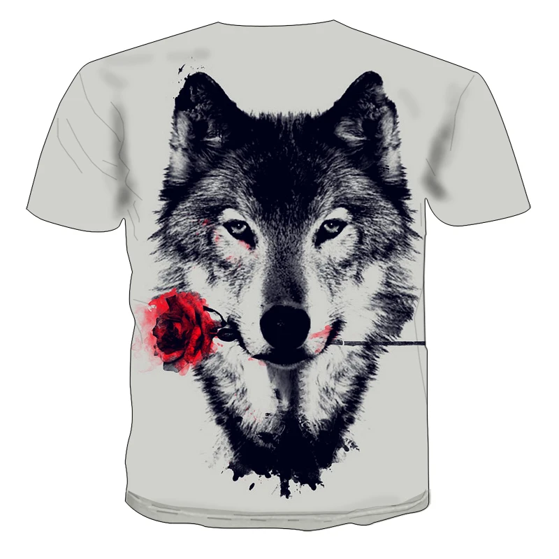 

2022 New Men's Fashion Casual T-Shirt 3D Hip Hop Wolf Style Oversized T-Shirt