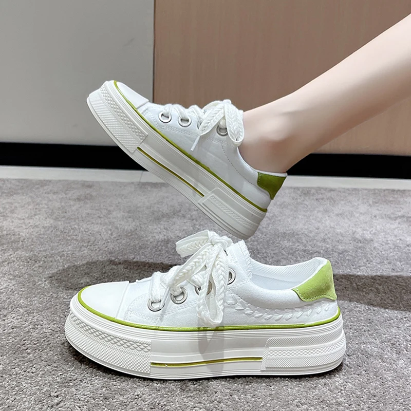 

Женские кроссовки на танкетке, универсальные кроссовки на платформе, с круглым носком, классические спортивные криперы, на толстой подошве,...