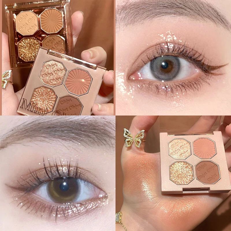 

New 4 Colors Eyeshadow Palette Portable Makeup Highlight Matte Shimmer Eye Shadow Shiny Long Lasting Natural Eyeshadow Cosmetics