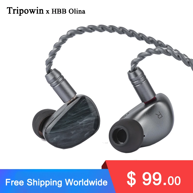 Tripowin x HBB Olina Earphone IEM 10mm Dynamic Driver Cavity Carbon Nanotube (CNT) Metal Earphone Earbuds