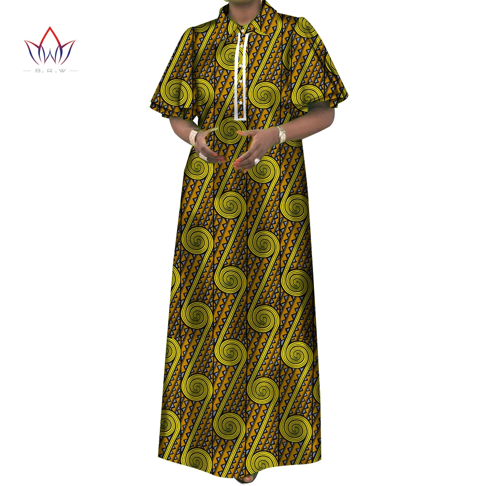 African Women Dresses Ankara Print  Half Sleeve Dashiki Party Wedding Wax Batik African Robe Dress for Women wy9546