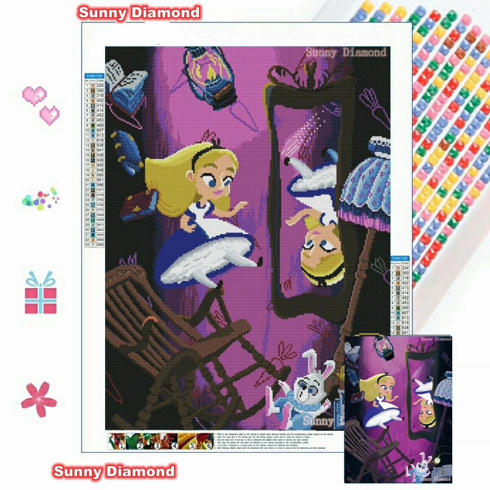 

5D Alice Puzzle Diamond Painting Art Kits Cartoon Girl Full Drill Princess Cross Stitch Embroidery Mosaic Pictures Home Decor