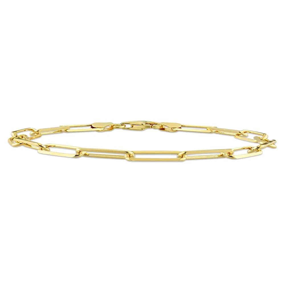 

Yellow Gold Flash Plated Sterling Silver Cut Paperclip Bracelet