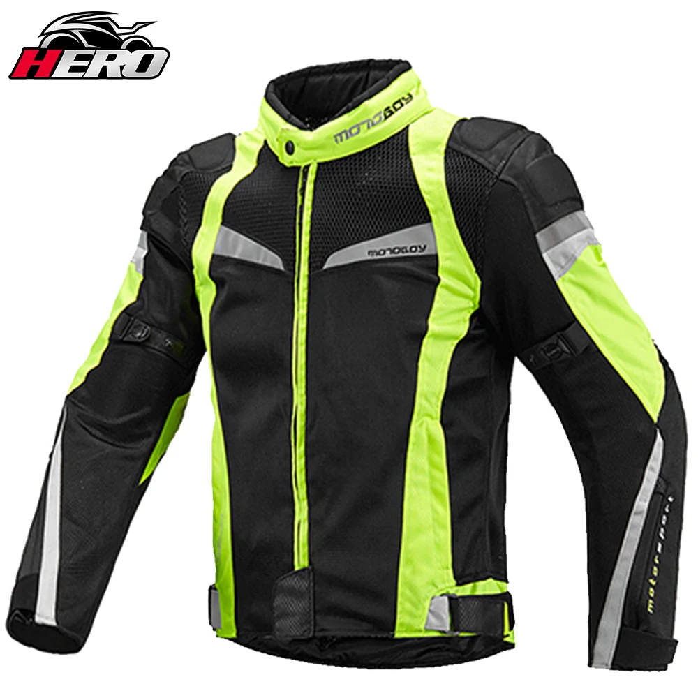 Reflective Motorcycle Jacket Men Breathable Mesh Racing Jacket Protective Gear Motorcycle Protection Suit CE Protective Gear