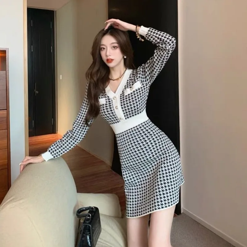 Женское вязаное платье с v-образным вырезом белые женские вязаные крючком платья