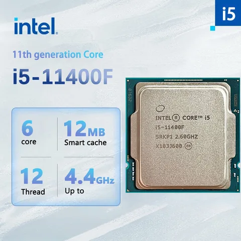 Процессор Intel Core i5-11400F New i5 11400F 2,6 ГГц шестиядерный двенадцатипоточный ЦПУ L3 = 12M 65 Вт LGA 1200 без вентилятора
