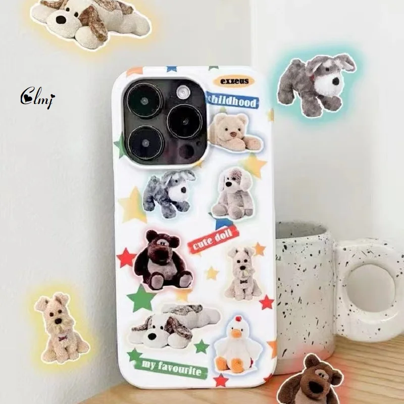 

Clmj Cartoon Cute Bear Phone Case For iPhone 12 13 Mini 11 Pro 14 Plus XR XS Max X 7 8 Plus Se 2020 Silicone Protective Cover