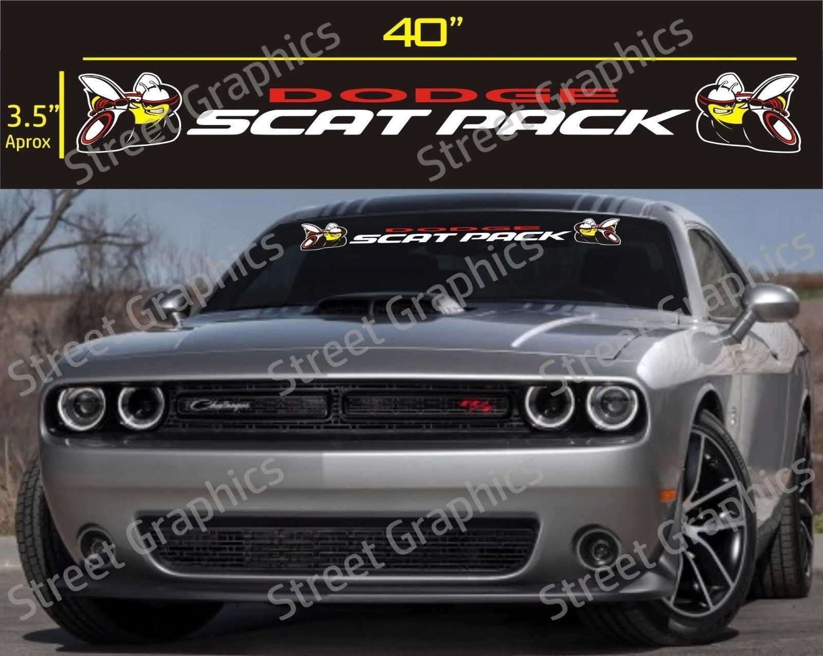 

For DODGE SCAT PACK WINDSHIELD VINYL DECAL STICKER (EXCLUSIVE DESIGN)