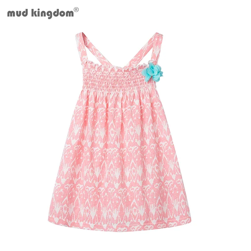 Детское платье с цветочным принтом без рукавов перекрестной спинкой