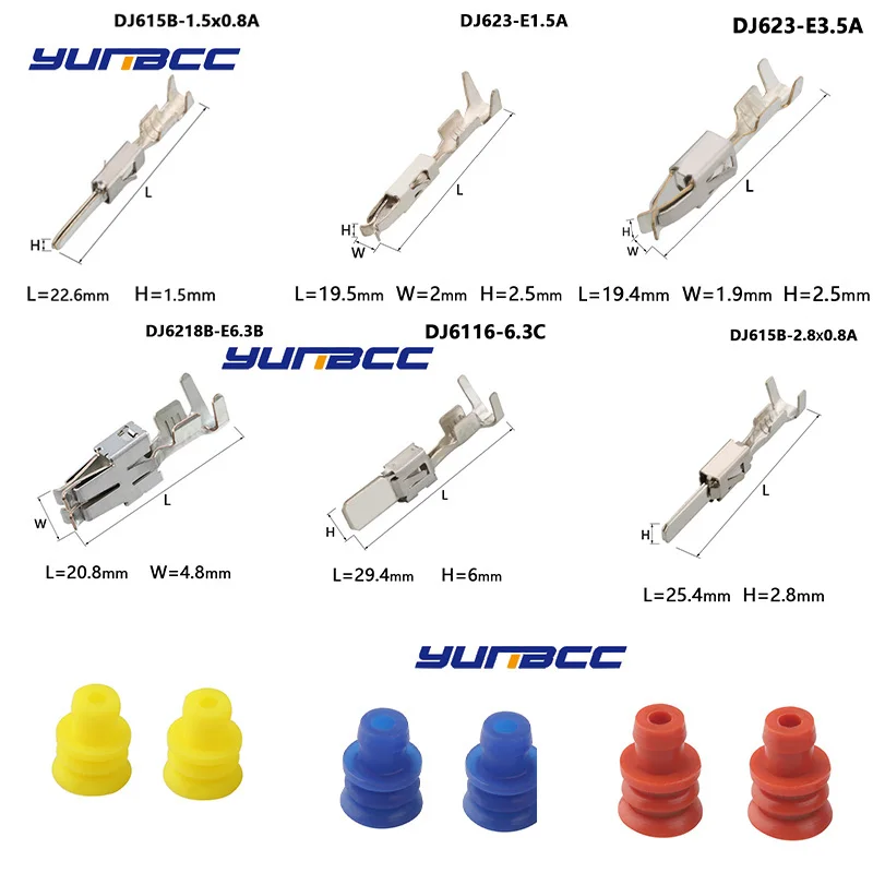 

50 Pcs 1.5/3.5/6.3 MM For VW Rubber Seals 964286-1 964274-2 964296-1 926965-1 ,Auto Male Or Female Crimp Wire Terminal Pins