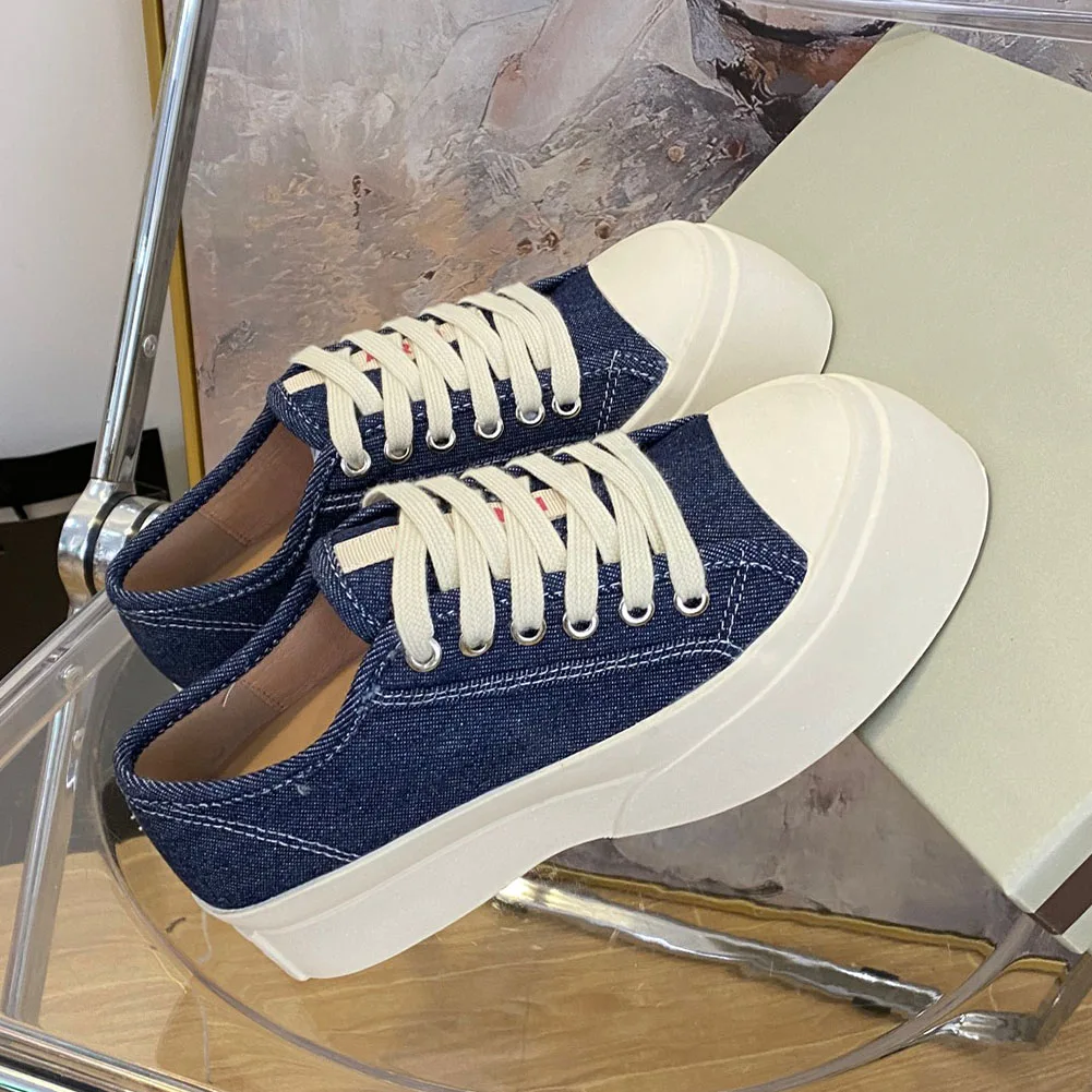 Top Quality 2023 Spring Summer Skateboard Casual Flats Canvas Blue Comfy Brand New Rubber Casual Vulcanized Shoes