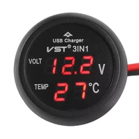 digital led car cigarette lighter voltmeter thermometer car truck usb charger 12v24v temperature meter voltmeter 3 in 1 2 in 1