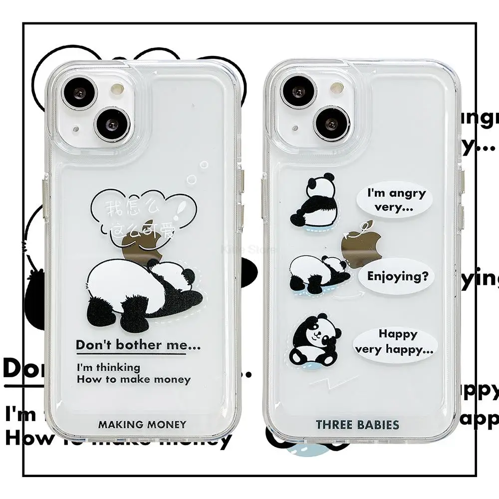 

Cute Panda Cases for iPhone 13 Pro Case Transparent Space Shell iphone 11 13 Pro Max 7 8 Plus XR XS X Silicone Shockproof Cover