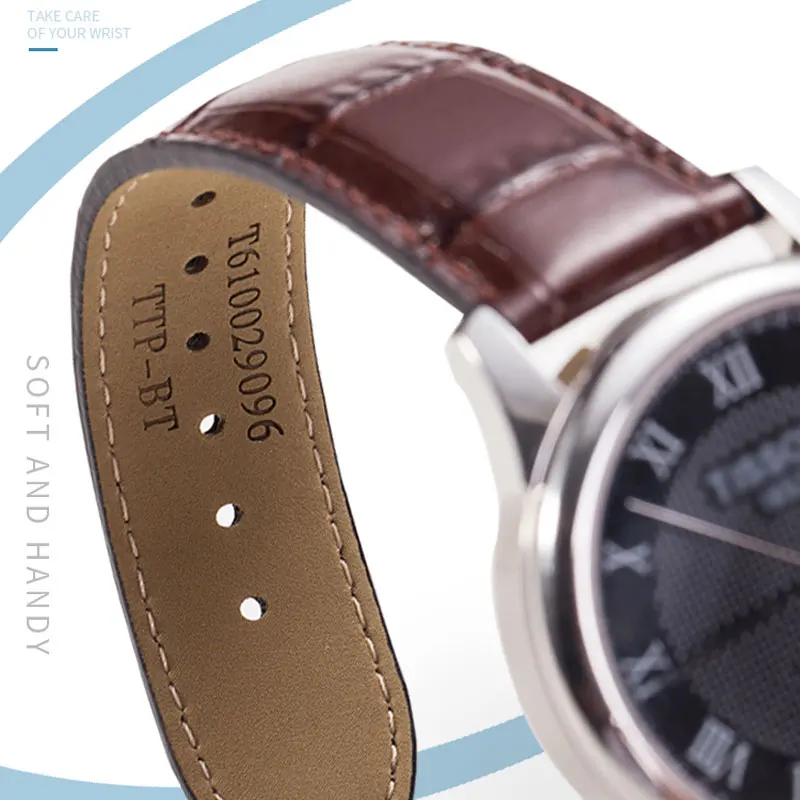 19mm 20mm 21mm 22mm Genuine Leather Watch Band for Tissot T035 Lilock T063 T41 Curved End Handmade Watch Strap Butterfly Buckle