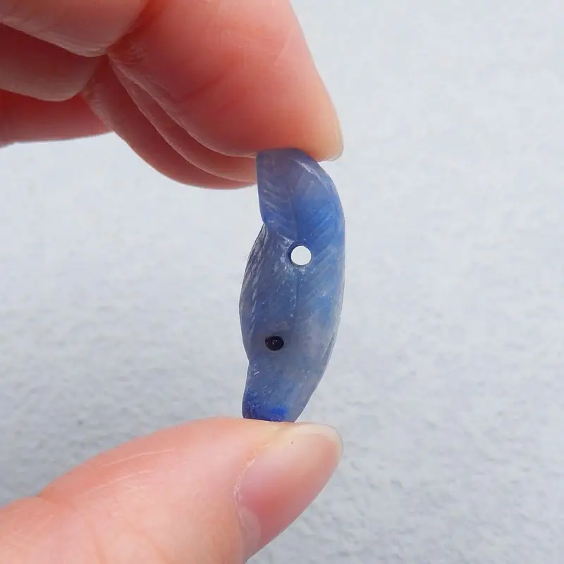 New Natural Stone Blue Aventurine Carved Wolf Head Necklace Pendant Bead,26x17x9mm 4g Semiprecious Stone Fashion Jewelry