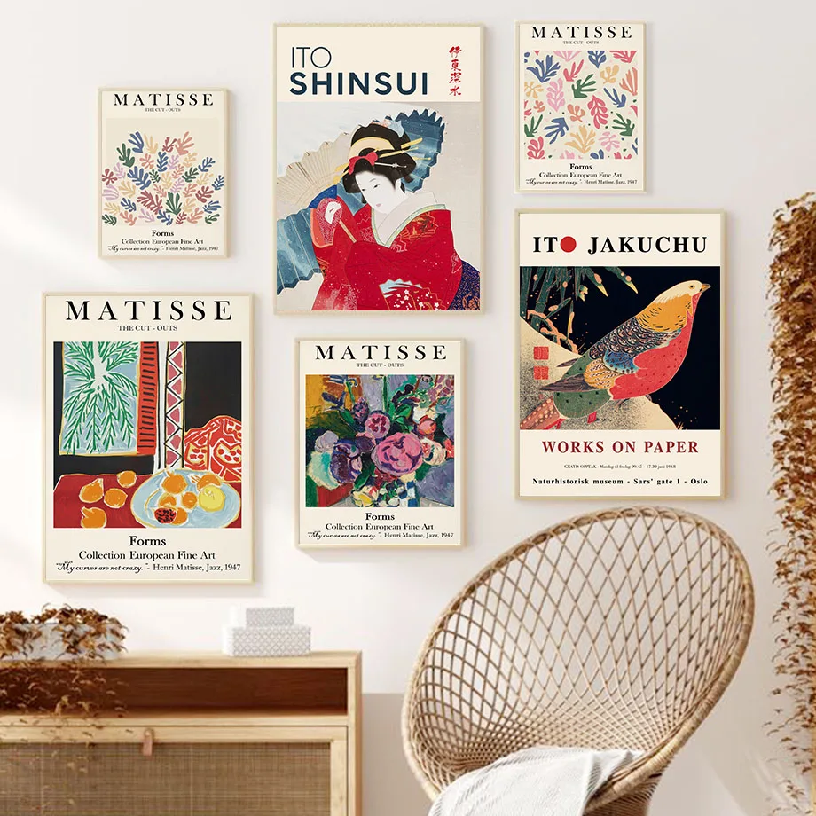 

Abstract Matisse Bird Ballet Girls Coral Nordic Posters And Prints Wall Art Canvas Painting Wall Pictures For Living Room Decor