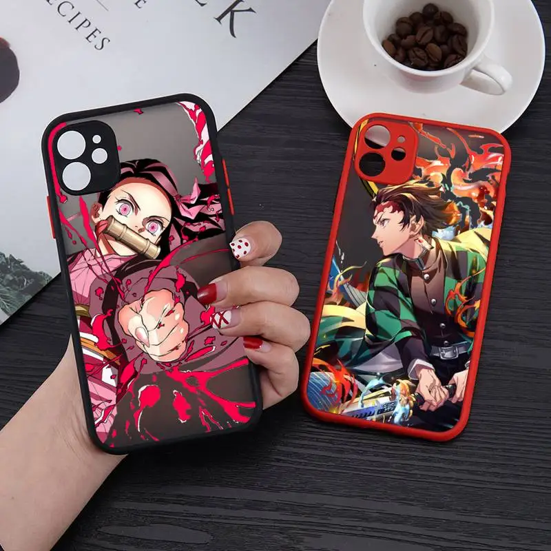 

Kimetsu No Yaiba Demon Slayer Anime Phone Case matte transparent For iphone 11 12 13 7 8 plus mini x xs xr pro max cover