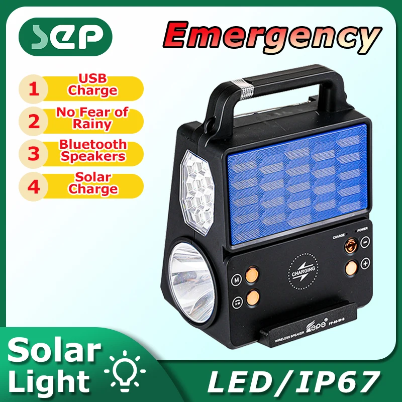 

Solar Portable Bluetooth Audio Lights Outdoor Emergency Wireless Charging Radio Multifunctional Portable Led Lighting