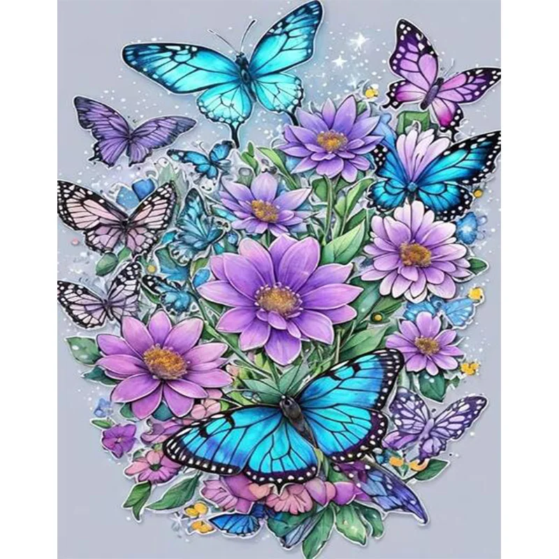 Набор для алмазной вышивки AB с изображением цветов и бабочек