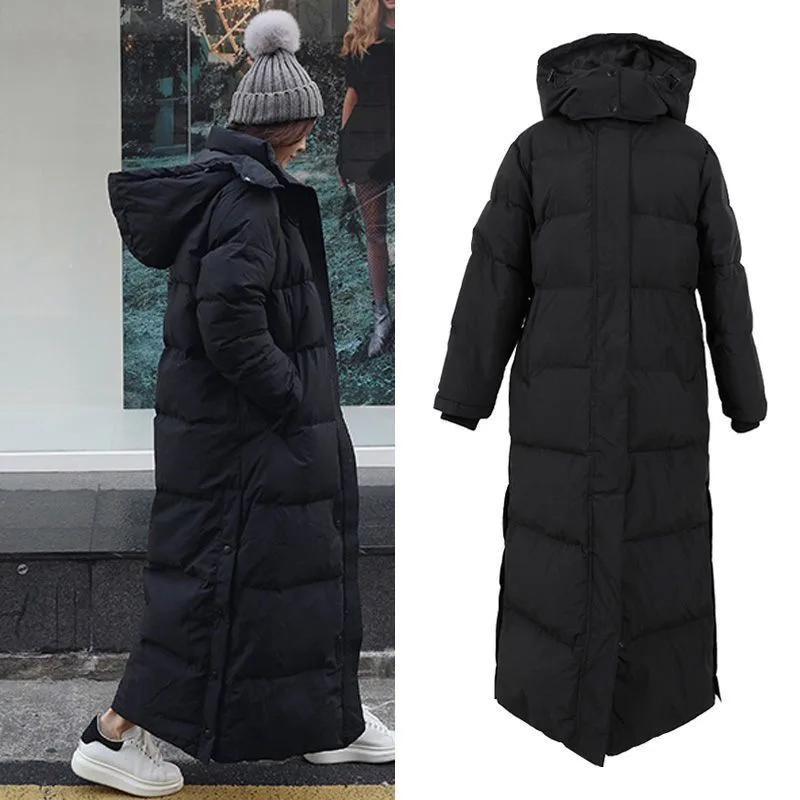 

Winter Thick Women's Parkas Long Sleeve Hooded Cotton Padded Ladies Zipper X Long Winter Jackets Solid Outerwear For Female
