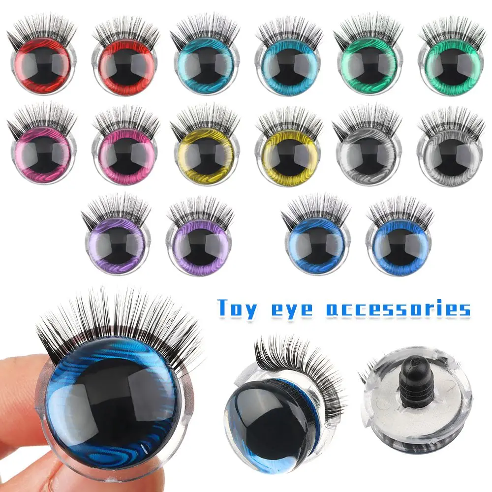 

1Pair 20mm Doll Eyes With Eyelashes For Doll Accessories Shinning Glitter Plastic Doll Safety Eyes Bear Plush Toys Accessories