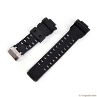 1 pc rubber watchbands with 4 spring bars 1 tool men black sport diving silicone watch strap band for g shock watch accessories
