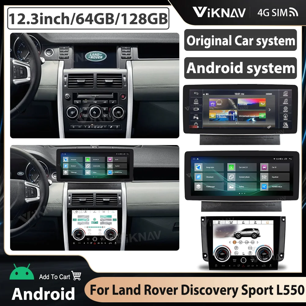 

12.3inchCar Radio For Land Rover Discovery Sport L550 2015-2019 Keep the original vehicle system with AC Panel air conditioning