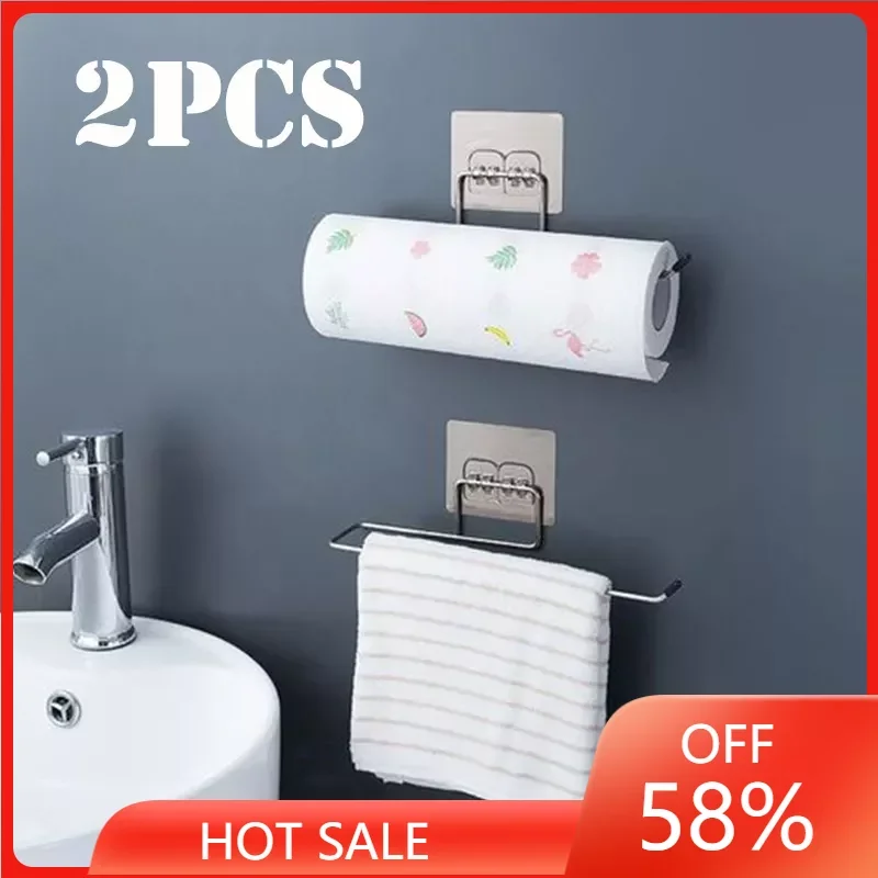 

Self-adhesive Bathroom Kitchen Roll Paper Towel Holder Rack Holder Hanging Toilet Stand Hanger Towel Bathroom Kitchen Organizer
