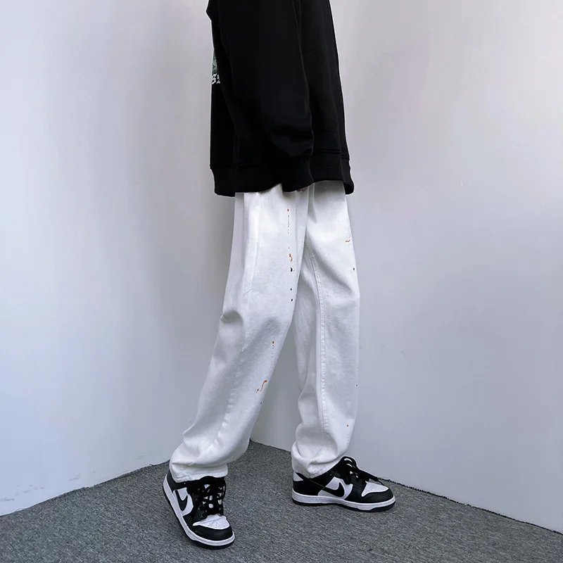 New Jeans Men's Brand Clothing Korean Fashion Straight Loose Casual Wide-leg Pants Streetwear Men's 3 Colors Jeans Men Clothing